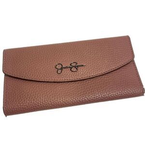 Jessica Simpson Brown Leather Wallet with Flap Closure